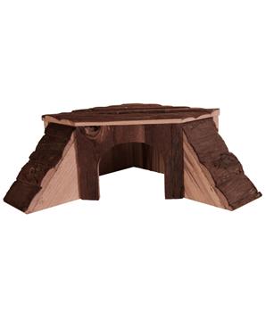 Levně Dřevěný domek rohový THORDIS pro činčilu, morče 35x15x37/37 cm