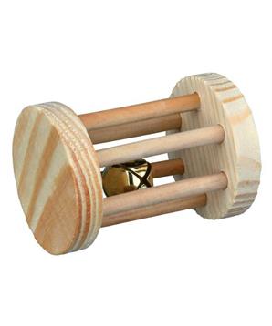 Levně Dřevěný váleček s rolničkou hračka pro morče,králíka 5x7 cm 1 ks