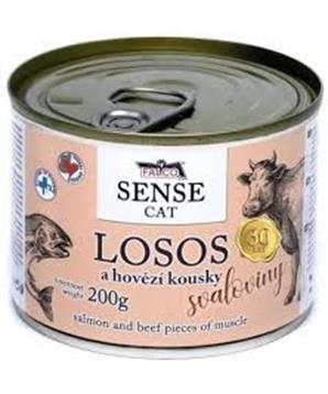FALCO SENSE Cat losos a hovězí kousky svaloviny, konzerva