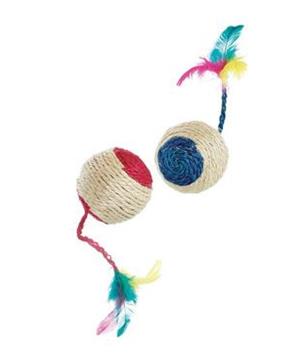 Hračka kočka Míček sisalový 6 cm různé barvy