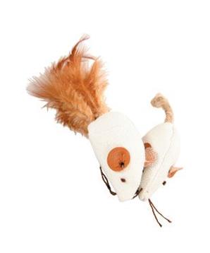 Hračka kočka myš bílá 2 x 4cm textil Zolux