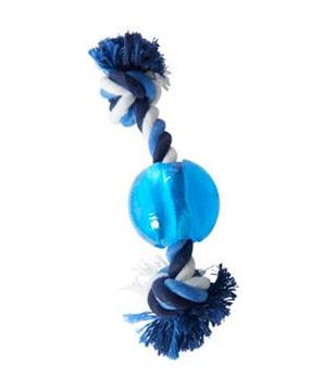 Hračka pes BUSTER Strong Ball s provazem sv. modrá