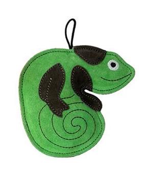 Levně Hračka pes LEATHER CHAMELEON kůže,zelená Kiwi 16 cm