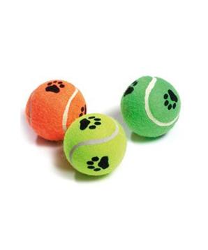 Hračka pes Míč tenisový pískací s tlapkou 6cm KAR 3ks 