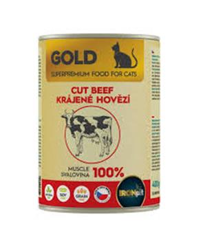 Levně IRONpet Gold Cat Hovězí krájená svalovina, konzerva 400g