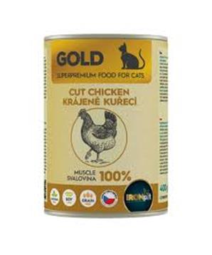 Levně IRONpet Gold Cat Kuřecí krájená svalovina, konzerva 400g