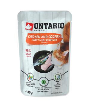 Levně Kapsička ONTARIO Cat Chicken and Codfish in Broth 80 g