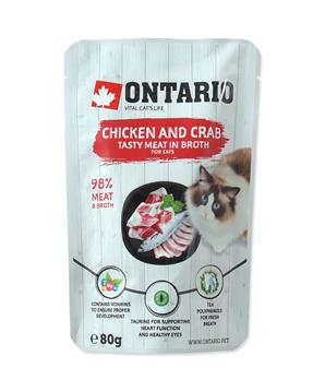 Levně Kapsička ONTARIO Cat Chicken and Crab in Broth 80 g