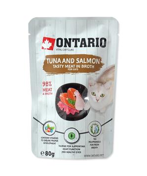 Levně Kapsička ONTARIO Cat Tuna and Salmon in Broth 80 g