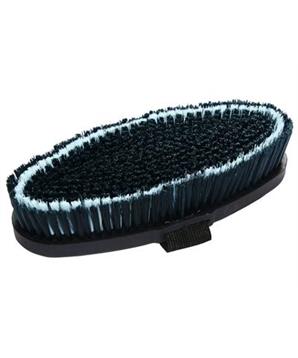 Levně Kartáč na koně Brush Co se smyčkou na ruku černá/šedá