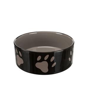 Levně Keramická miska 1,4l/20cm -tmavě šedá + motiv tlapky 0,3 l/ 12 cm