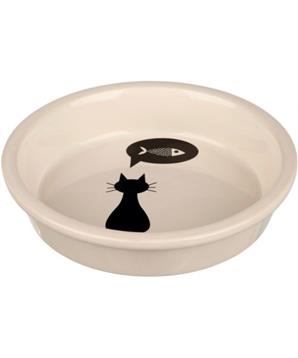 Levně Keramická miska s černou kočkou, s okrajem bílá 0,25 l/13 cm