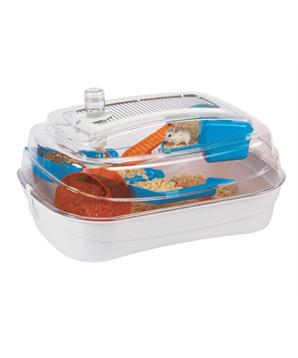 Levně Klec hlod. křeček plast Abode bílá/mod./oranž 55x39x26,5cm