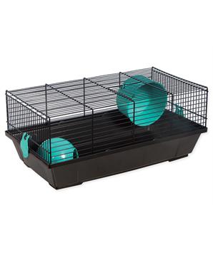 Levně Klec SMALL ANIMAL Viktor černá s modrou výbavou 1 ks