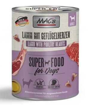 Levně Konz. MACs Dog JEHNĚ a DRŮBEŽÍ SRDCE s rýží 400 g