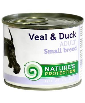 Nature’s Protection Dog konzerva Adult Small Breeds Telecí&kachna