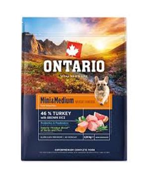 Levně Ontario Mini & Medium Weight Control Turkey & Brown Rice 2,25kg