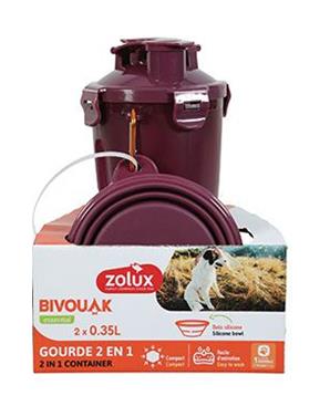 Lahev 2v1+ 2 misky BIVOUAK 2x350ml červená Zolux