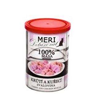 Levně MERI Deluxe Cat krůtí a kuřecí svalovina, konzerva 400g