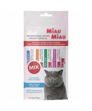 Levně Miau Miau Creamy Snacks Cat mix 15 g (4 pack