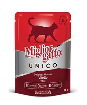 Levně Miglior Cane Unico kapsička pro kočky telecí 85g