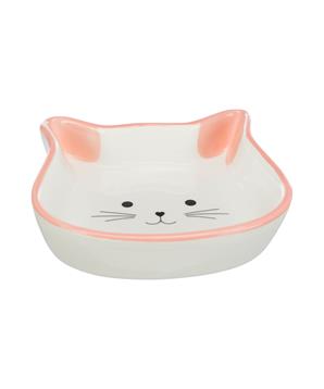 Levně Keramická miska tvar kočičí hlava bílo/lososová 0,25 l/ 12 cm