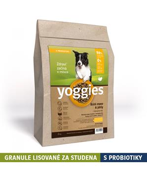 Monoproteinové granule Yoggies s krůtím masem a jáhly, lisované za studena s probiotiky
