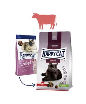 Levně HAPPY CAT NEW Sterilised Voralpen-Rind / Hovězí 10 kg