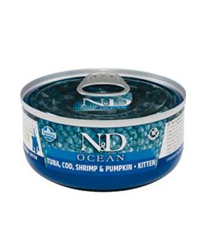 Levně N&D CAT OCEAN Kitten Tuna & Cod & Shrimp & Pumpkin 70 g