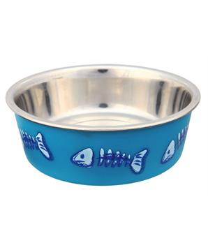 Levně Nerez miska pro kočky s barevným potiskem fialová 0,3 l/ 12 cm