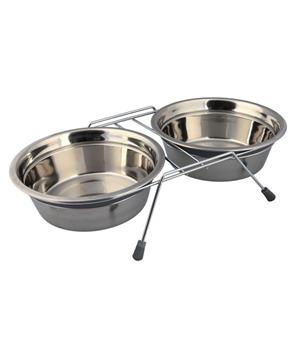 Levně Nerez stojánek + 2 misky se silikonovým kroužkem 1500 ml/ 21 cm