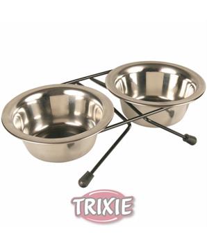 Levně Nerez stojánek + 2 misky 0,75 l/ 15 cm