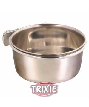 Levně Nerezové krmítko s pevným úchytem do klece TRIXIE 300 ml/ 9 cm
