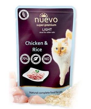 Levně Nuevo kočka Light kuřecí s rýží kapsa 85 g