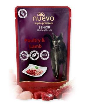 Levně Nuevo kočka senior drůbeží a jehněčí s rýží kapsa 85 g