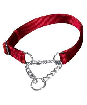 Levně Nylonový polostahovací obojek PREMIUM (S-M) 30-40 cm/15 mm (S-M) červená