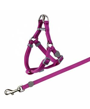 Levně Nylonový postroj s vodítkem pro kočku červená 26-37 cm/10 mm, 1,20 m