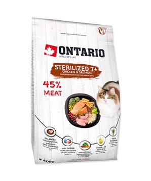 Levně ONTARIO Cat Sterilised 7+ 0,4 kg