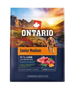 Levně Ontario Senior Medium Lamb & Brown Rice 12 kg