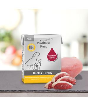 Levně Paštika Platinum Natural Menu Duck + Turkey 375 g