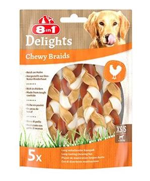 Levně Pochoutka 8in1 Delights Chewy Braids XS/S 75g