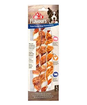 Levně Pochoutka 8in1 Triple Flavour Mega Twisted Sticks 140g
