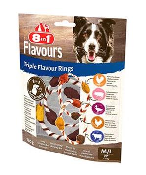 Levně Pochoutka 8in1 Triple Flavour Rings M/L 120g