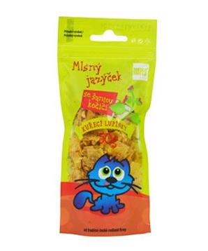 Levně Pochoutka kuřecí lupínky se šantou kočičí MAPES 50g