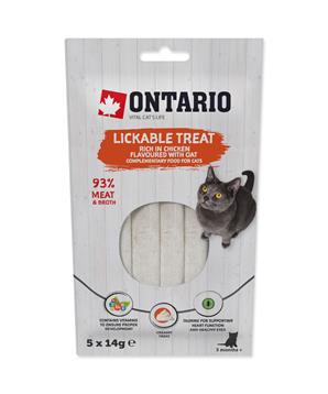 Levně Pochoutka ONTARIO lízací bohatá na kuřecí ochucená ovsem 5 x 14g