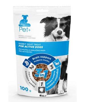 Levně Pochoutka Pet+ 3v1 pes DOGS ACTIVE králičí 100g