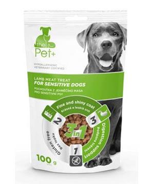 Levně Pochoutka Pet+ 3v1 pes FOR SENSIT DOGS jehněčí 100g