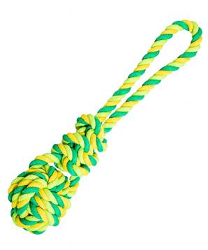 Levně Přetahovadlo míč s uzlem HipHop bavlněné 23 cm / 90 g limetková, zelená