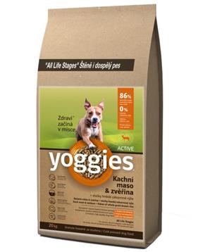 Yoggies Active kachna a zvěřina, granule lisované za studena