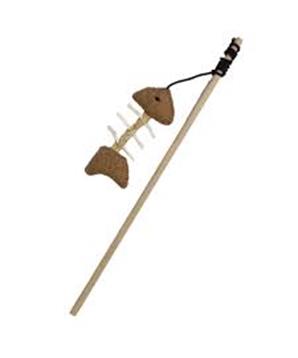 Levně Rybářský prut hlavolam přírodní s rybou 40 cm 1 ks